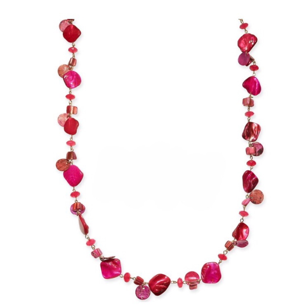 Style & Co. Shell Rope Long Gold-Tone Women's Necklace 42", Pink/Red Reg $29.50